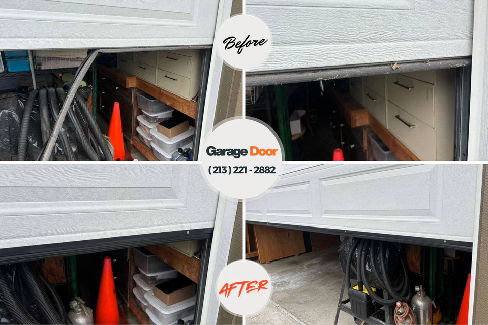 Before and after: garage door repair Hobart, IN